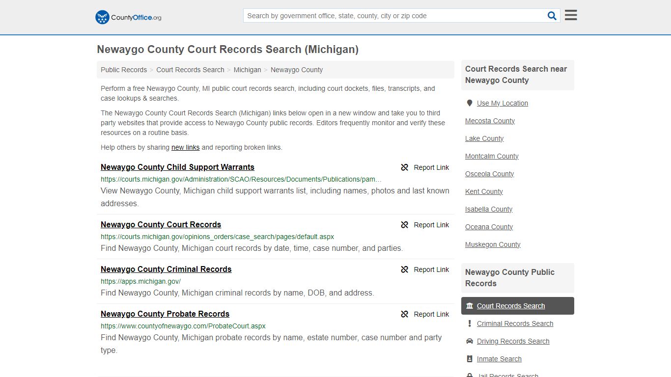 Court Records Search - Newaygo County, MI (Adoptions, Criminal, Child ...